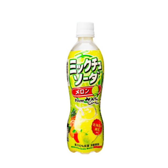 【フードロス】【賞味期限：2026年5月19日】サンガリア ミックチュソーダ メロン450ml×24本